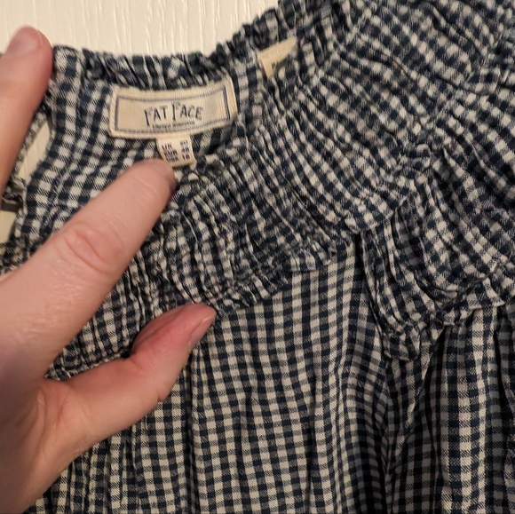 Fat Face 3/4 Sleeve Black/White Gingham Blouse - Picture 2 of 3
